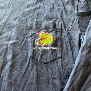 Blue Long Sleeve Pocket T-shirt